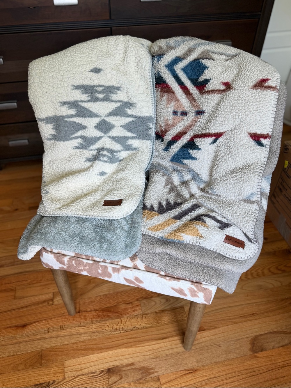 Pendleton - Two Aztec Print Sherpa Throw Blankets - Picture 5 of 7